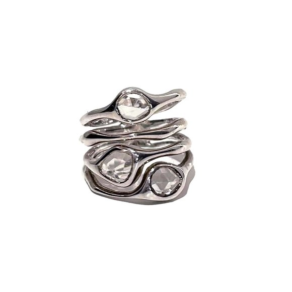 Monica Vinader Sterling Silver Siren Cluster Cocktail Ring Rock Crystal Size 4.5 - Picture 2 of 5